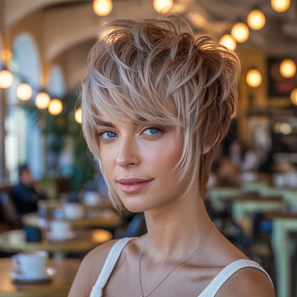 Shaggy Pixie with Side Bangs 