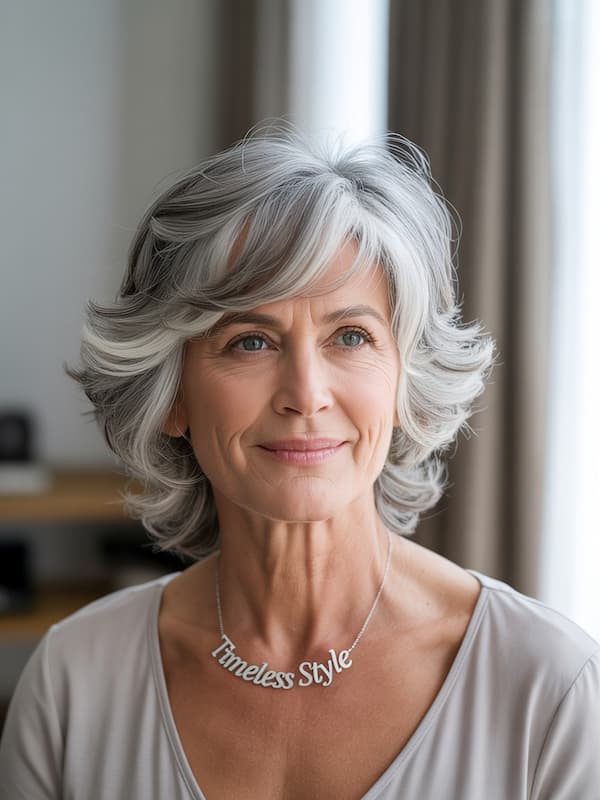 Short Feathered Haircut with Bangs 