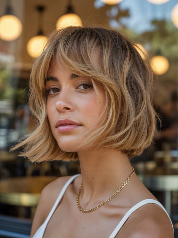 Summer Blunt Bob with Curtain Bangs