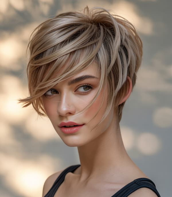 Voluminous Pixie with Side Bangs 