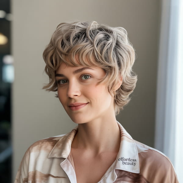 Wavy Pixie Mullet for Fine Hair 
