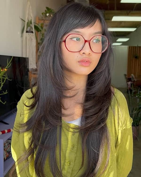 Wispy Long Layers with Side Bangs 