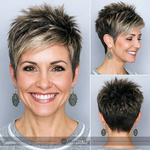 Ash Brown Pixie with Spiky Layers 