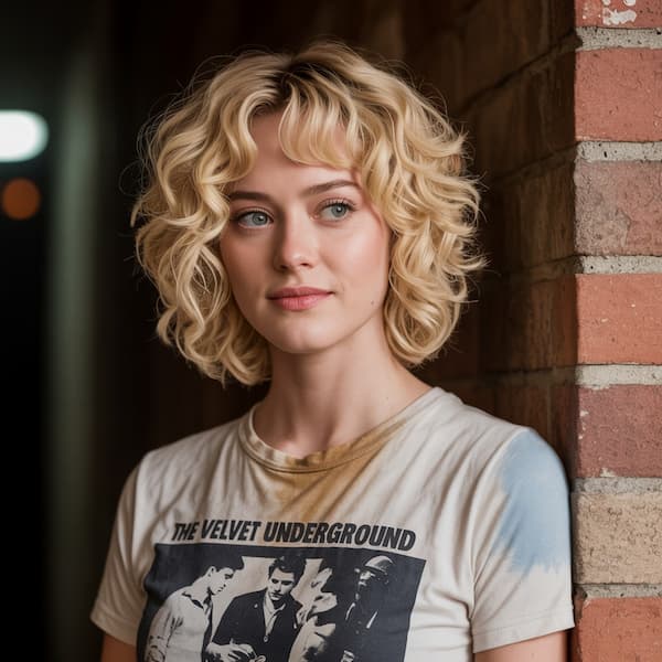 Blonde Curly Shaggy Bob 
