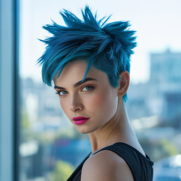 Blue Punk Spiky Haircut 