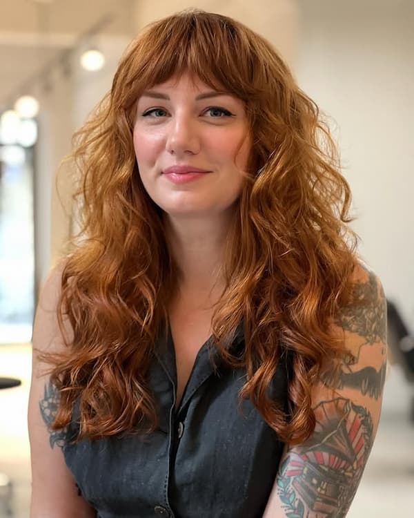 Brunette Layered Shag Cut with Wispy Bangs&nbsp;