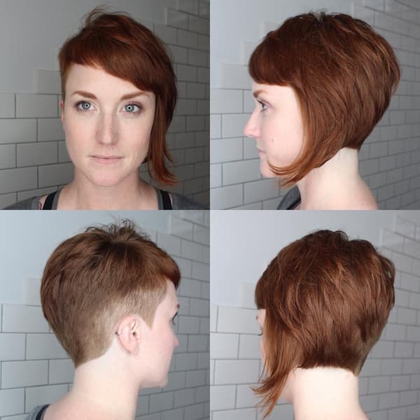 Brunette Undercut Pixie with Long Side