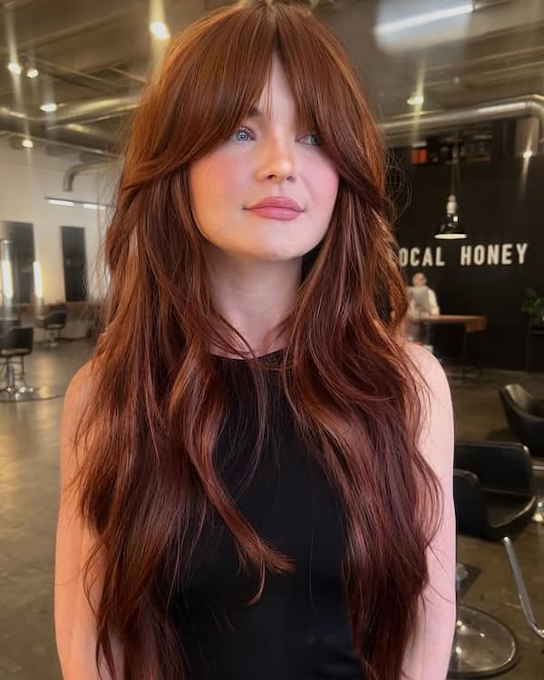 Classic Brown Shaggy Cut with Curtain Bangs