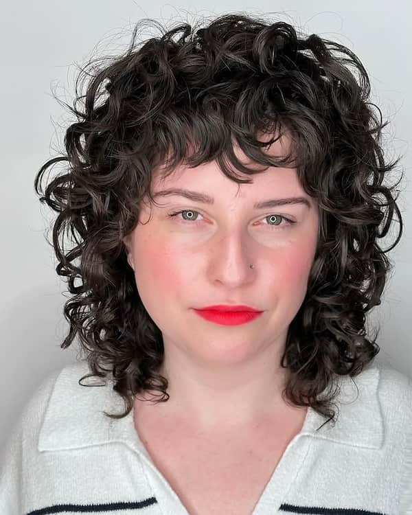 Curly Bob with Bangs 