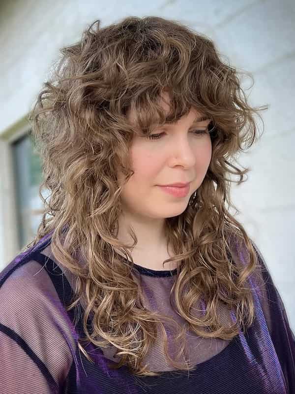 Curly Shag with Full Bangs 