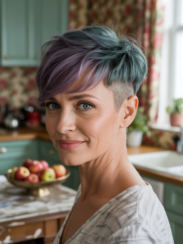 Edgy Pixie with Shaved Sides for Older Women 
