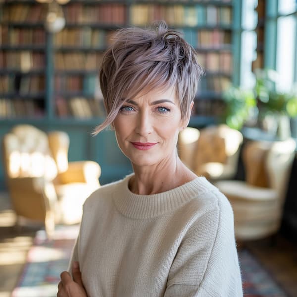 Layered Asymmetrical Pixie for Older Women&nbsp;