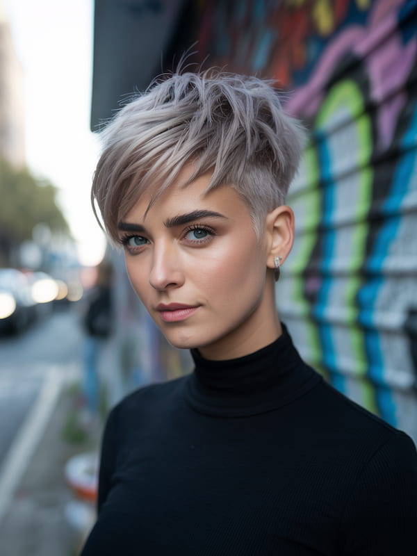 Layered Undercut Pixie with Side Bangs 