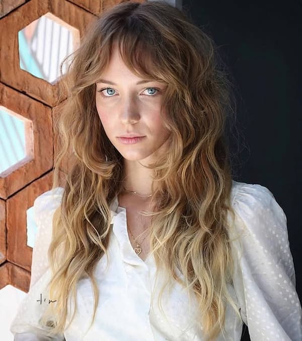 Long Layered Shaggy Cut with Curtain Bangs