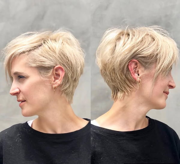 Messy Blonde Pixie with Side Bangs&nbsp;