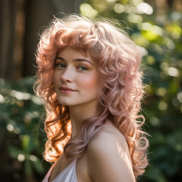 Pinkish Curly Shaggy Cut&nbsp;