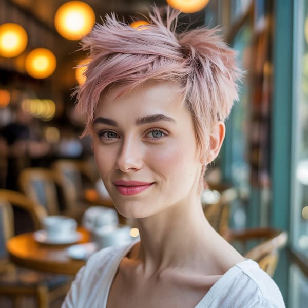 Pinkish Messy Pixie with Spikes   