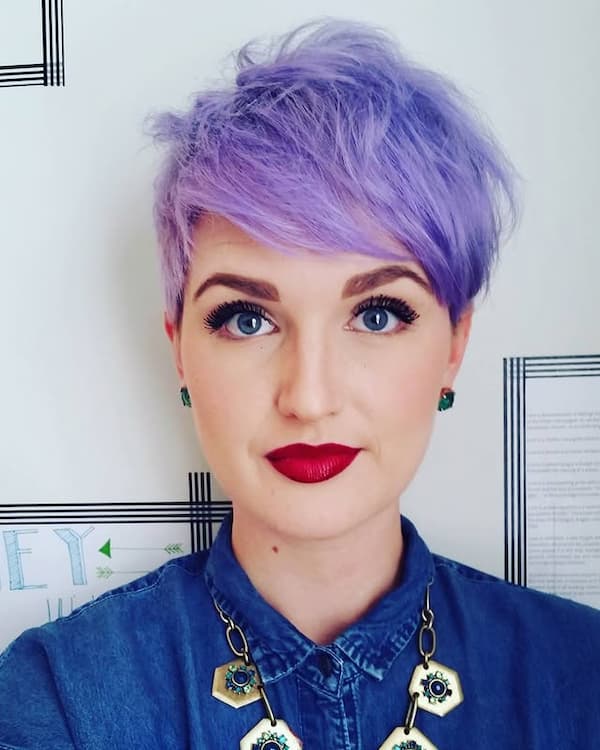Purple Messy Pixie with Side Bangs