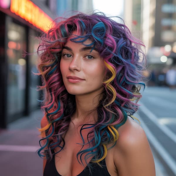 Rainbow Curly Shag 
