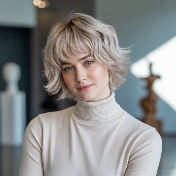 Shaggy Bob with Wispy Bangs for Thick Hair&nbsp;