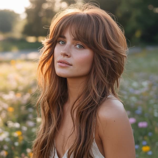 Summer Shaggy Cut with Wispy Bangs