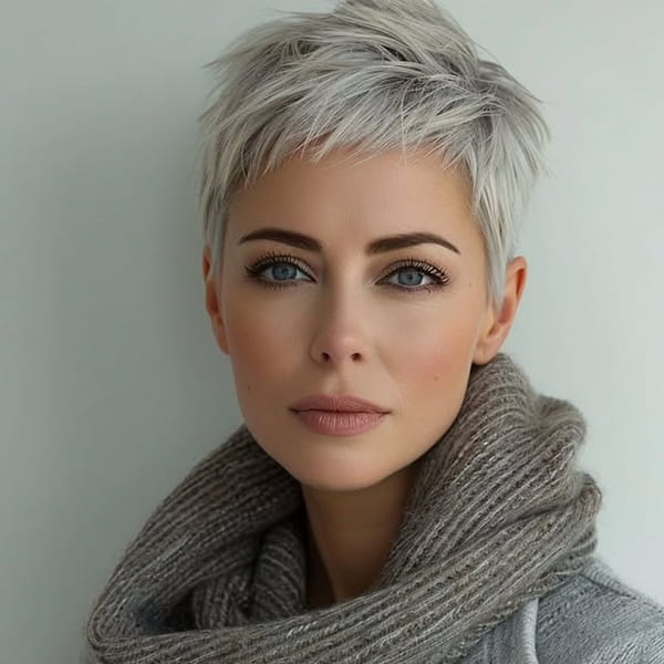 Gray Spiky Pixie 