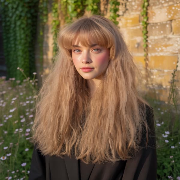 Vintage Shaggy Cut with Blunt Bangs&nbsp;