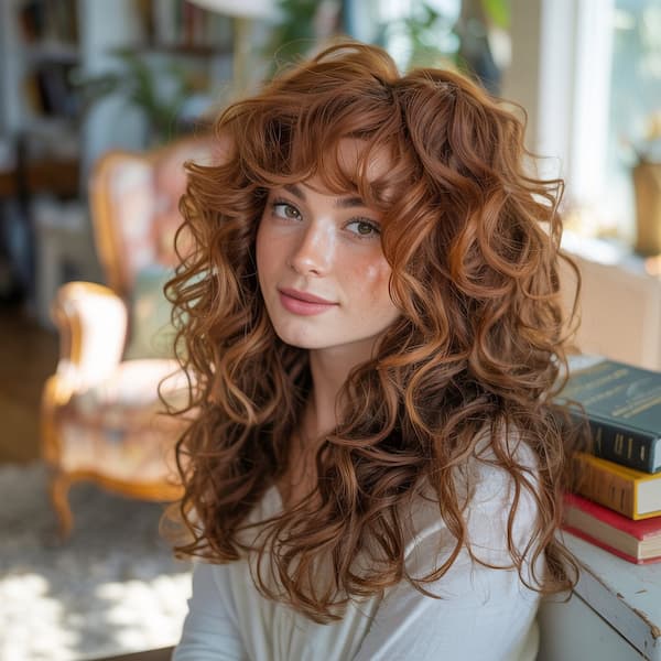 Voluminous Curly Shag Cut