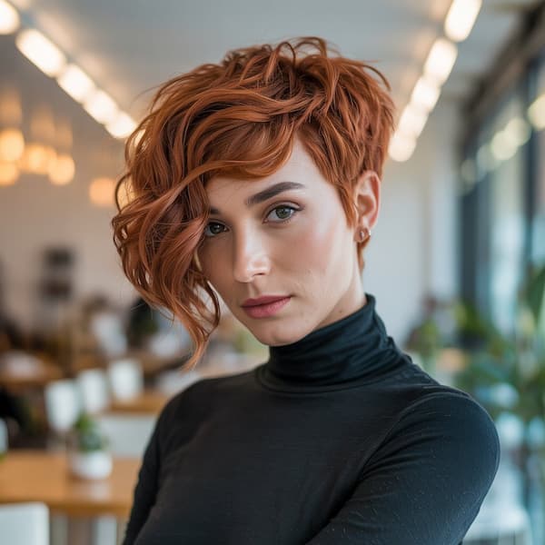 Wavy Asymmetrical Pixie for Thick Hair&nbsp;
