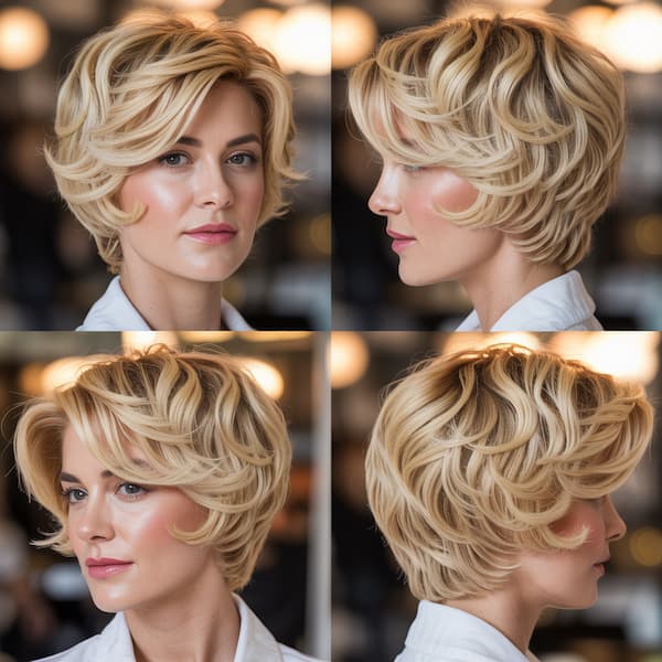 Long Blonde Pixie with Lots of Layers 