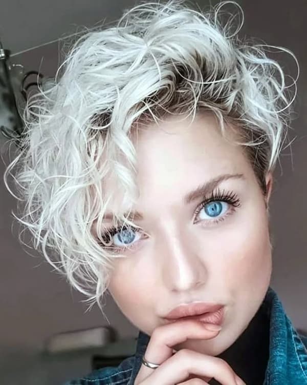 Messy Wavy Pixie with Long Side Bangs