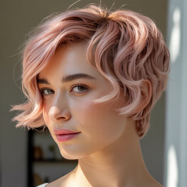 Pinkish Choppy Long Pixie 