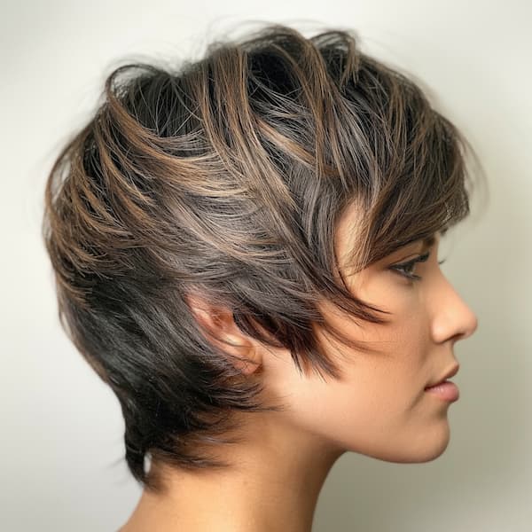 Edgy Stacked Pixie with Bangs&nbsp;