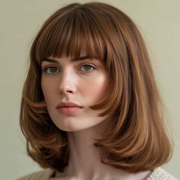 Face Framing Layered Lob with Blunt Bangs