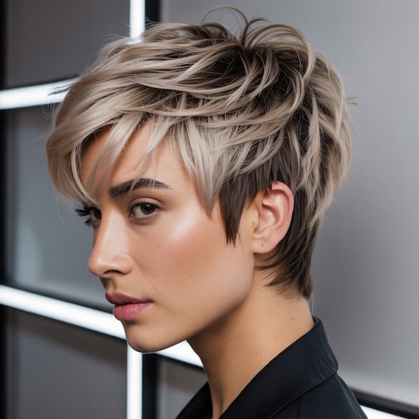 Messy Layered Pixie with Darker Roots&nbsp;