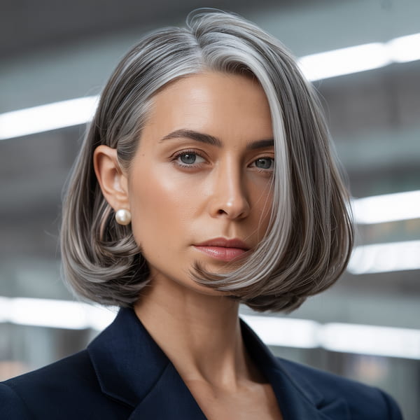 Side-Parted Angled Bob