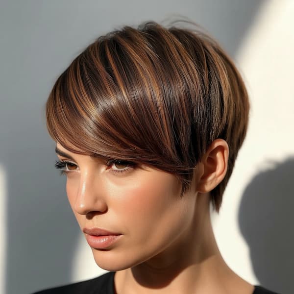 Smooth Angled Pixie with Side Bangs&nbsp;
