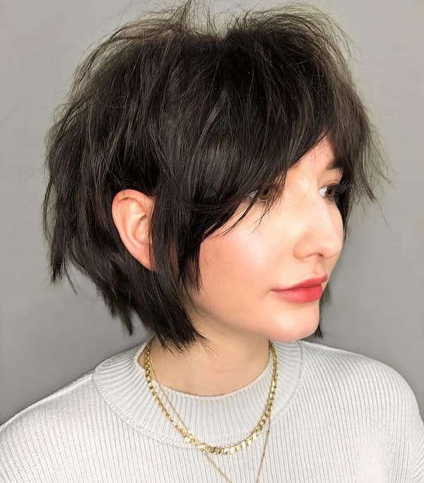 Textured Shaggy Bob with Layered Bangs&nbsp;