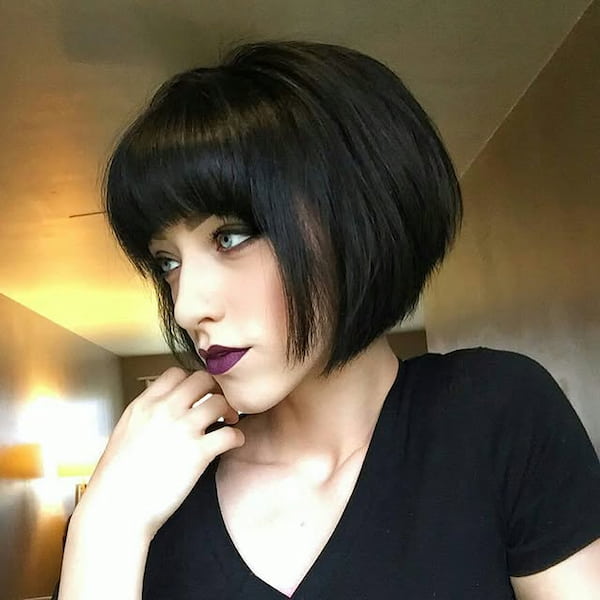 Chin-Length Bob with Blunt Bangs