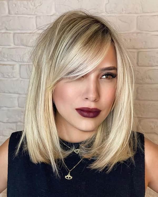 Blunt Lob with Side Bangs