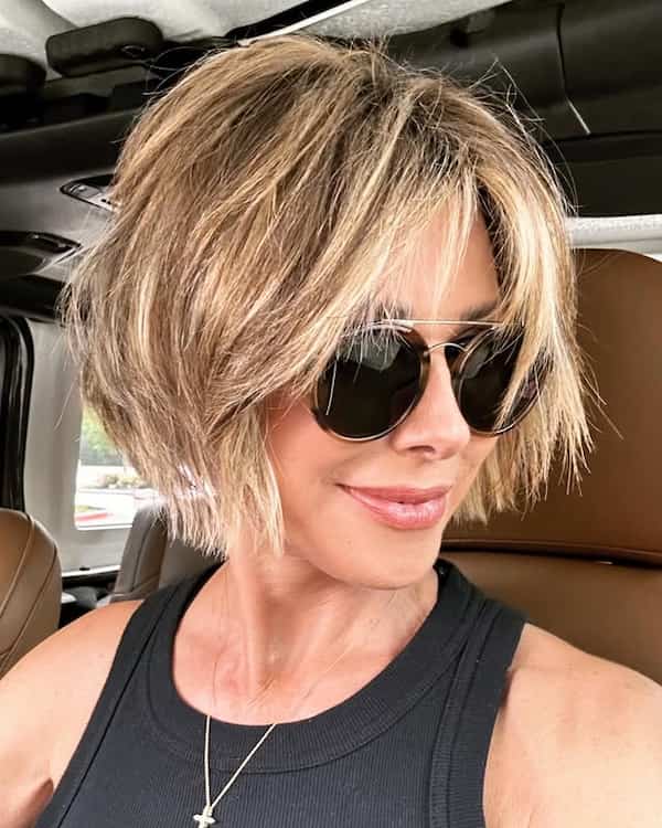Textured Shaggy Bob with Curtain Bangs&nbsp;