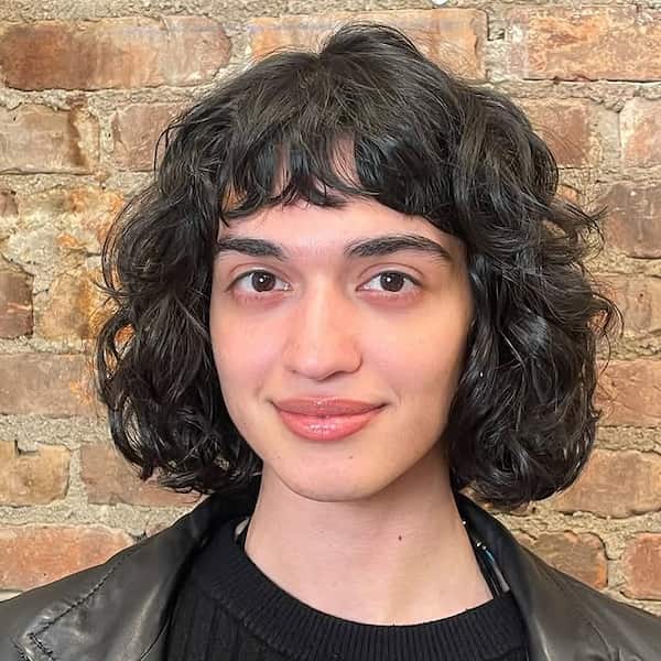 Thick Wavy Shaggy Bob with Fun Bangs