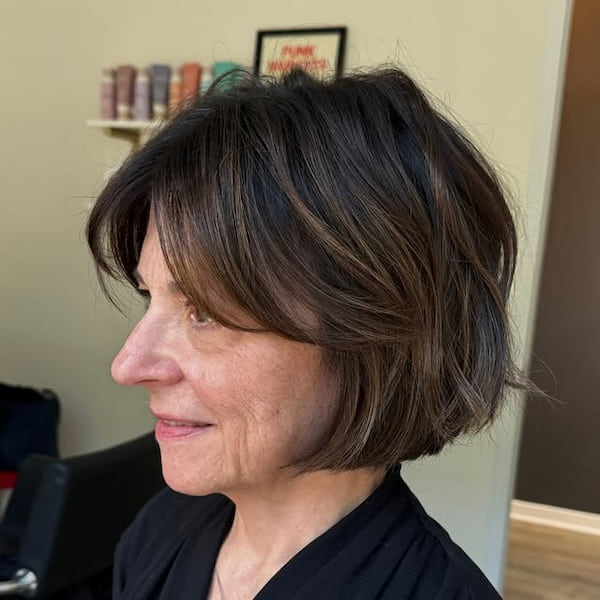 French Bob with Curtain Bangs for Older Women&nbsp;