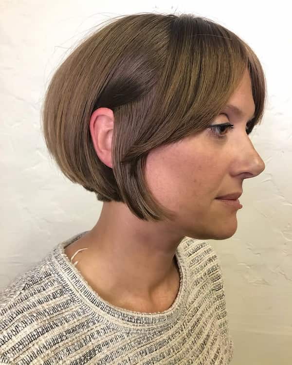 Smooth Inverted Bob with Curtain Bangs