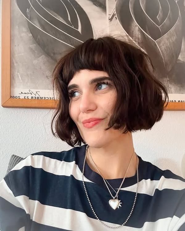 Cropped Layered Bob with Baby Bangs&nbsp;