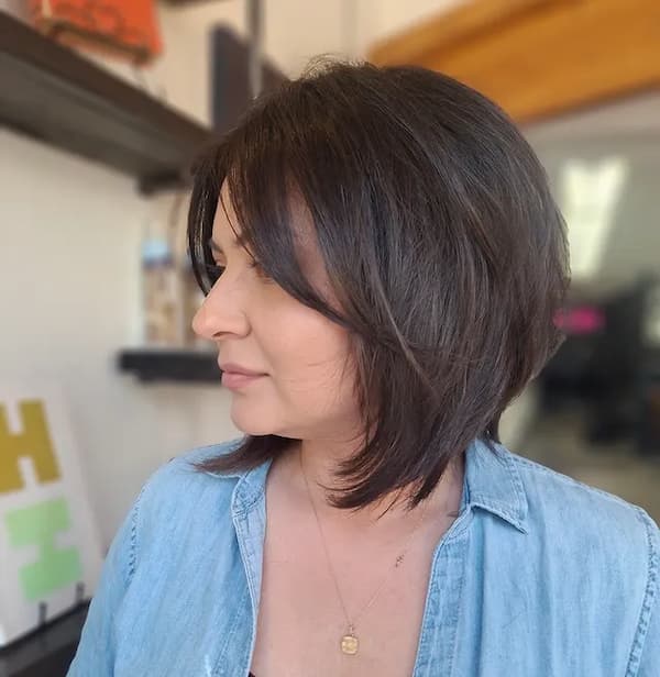 Choppy Layered Bob with Curtain Bangs