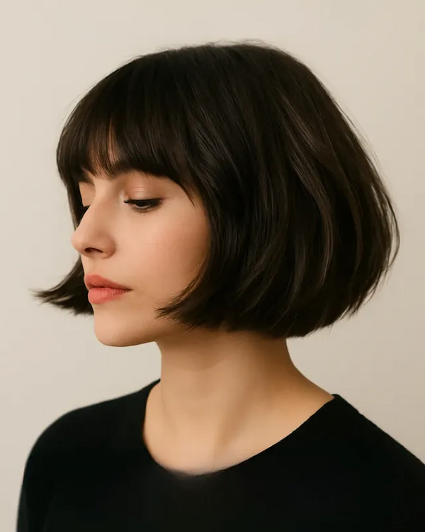 Smooth Stacked Bob with Choppy Bangs&nbsp;