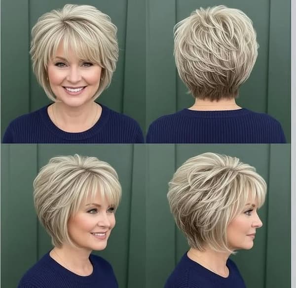 Textured Vintage Bob with Wispy Bangs