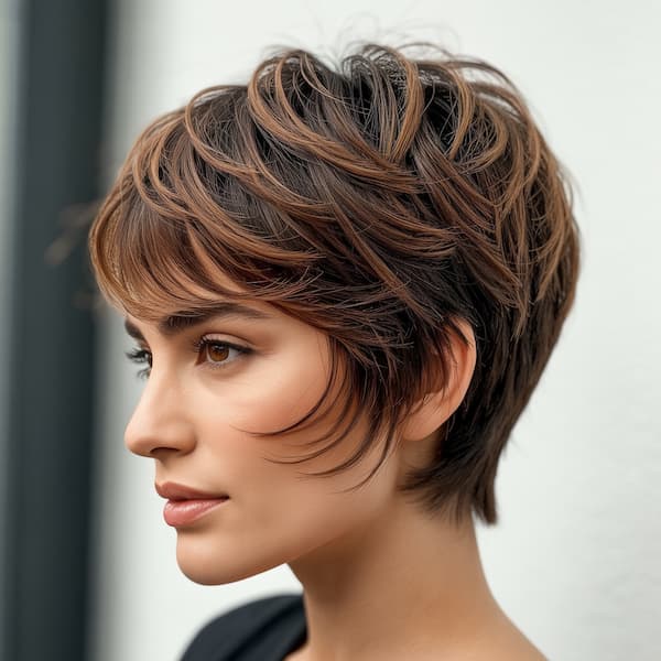 Textured Layered Pixie with Bangs&nbsp;