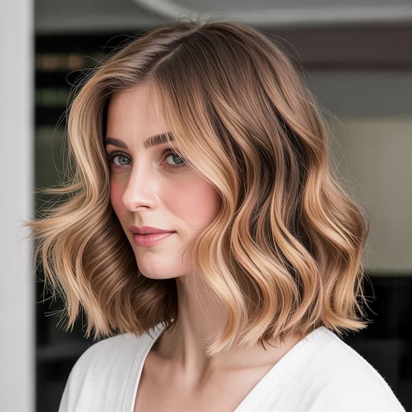 Beachy Wavy Lob with Highlights&nbsp;